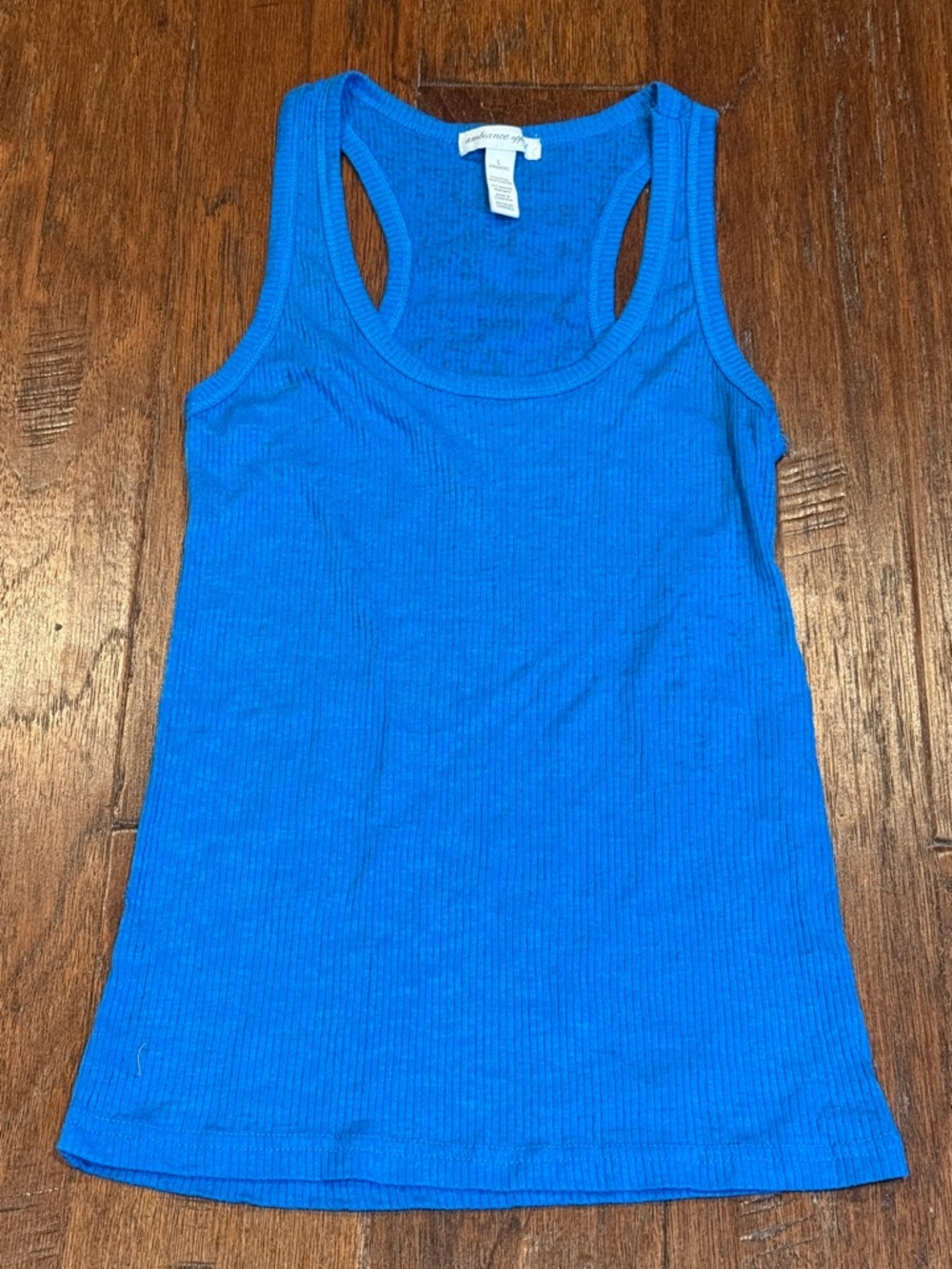Size Large Blue Sheer Ribbed Tank Top - Comfort Colors